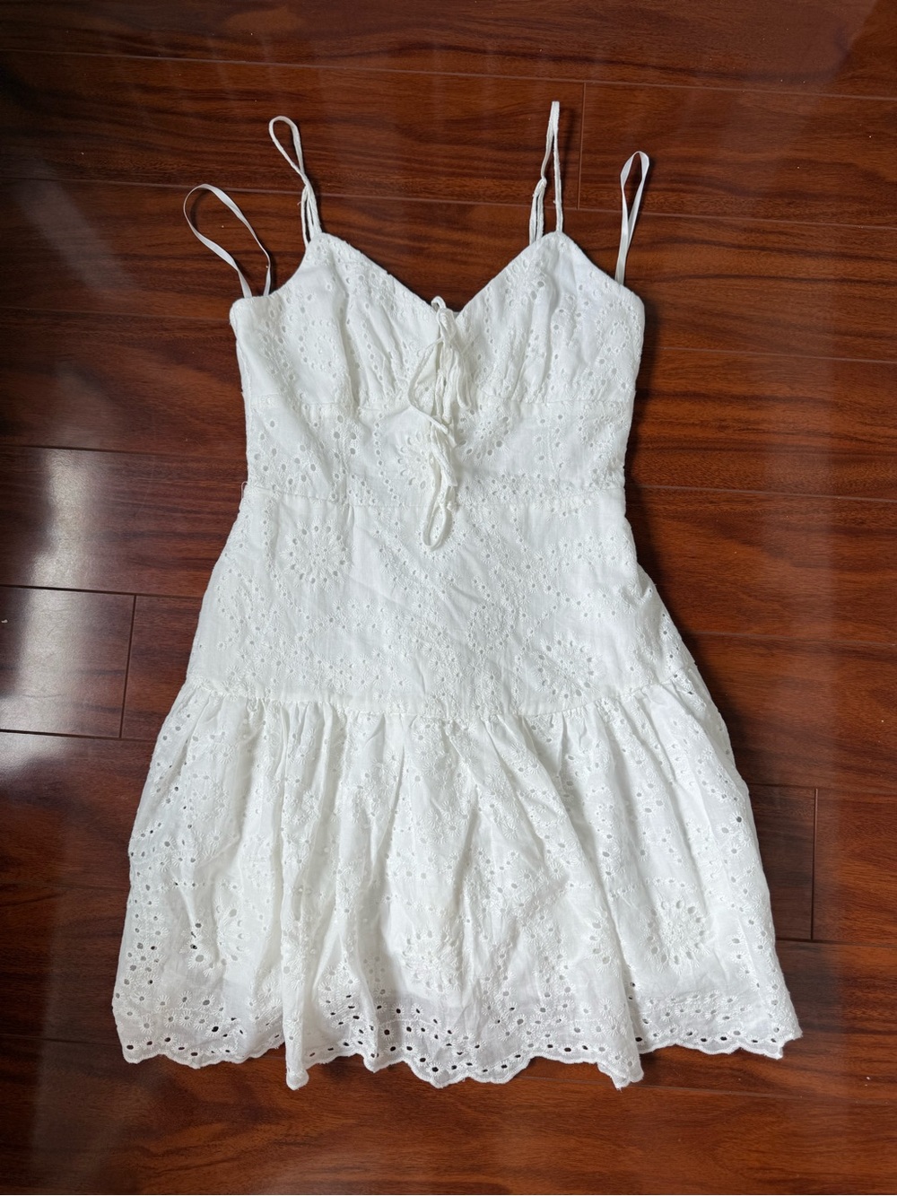 Rowa white eyelet mini dress